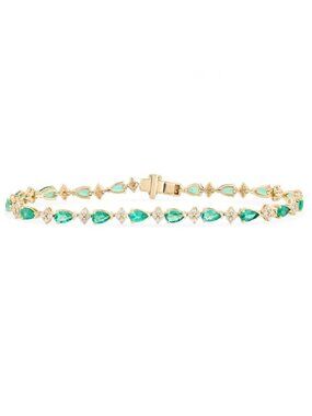 Aurora Emerald 14K (or 18k upon request) Yellow Gold Diamond Tennis Bracelet